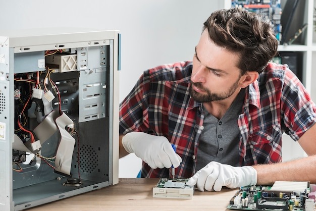 technician work on computer